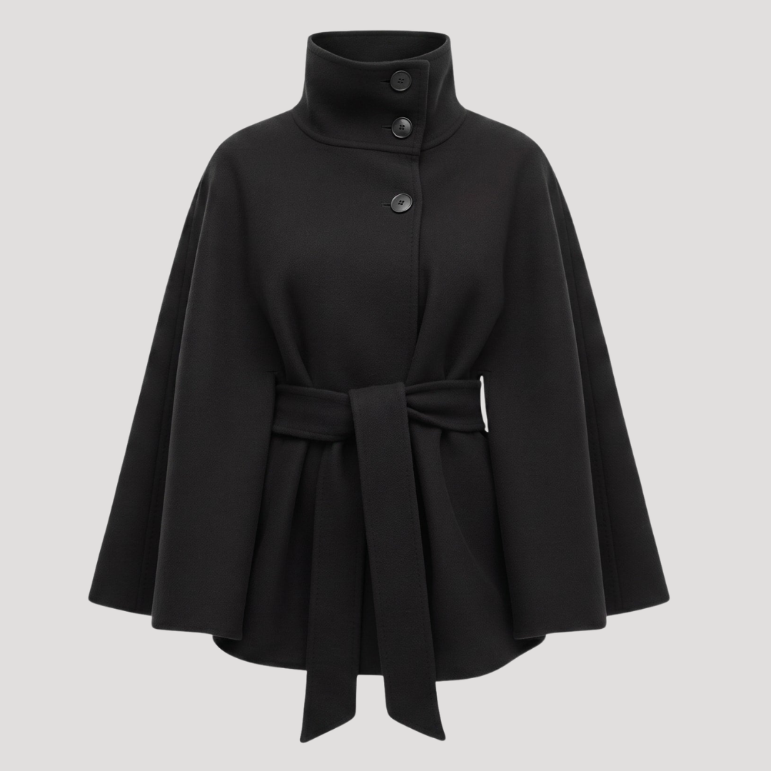 Albane Manteau cape femme ceinturé à col montant