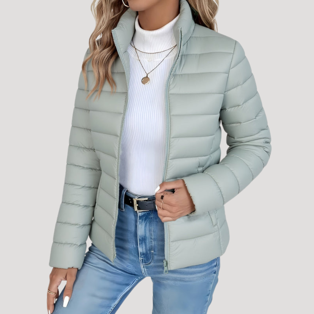 Agathe Veste Matelassée Femme Zippée avec Col Montant