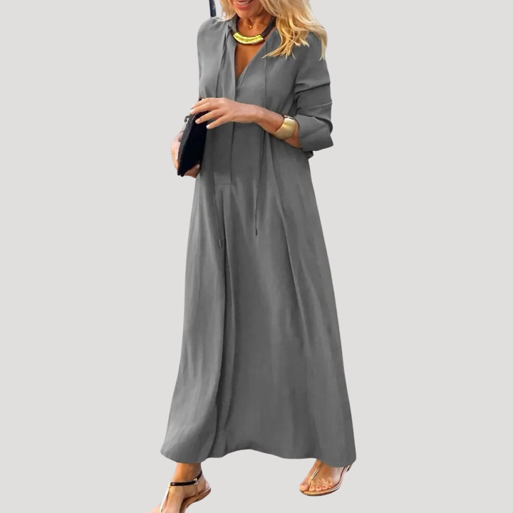 Chic long-sleeved fluid maxi dress