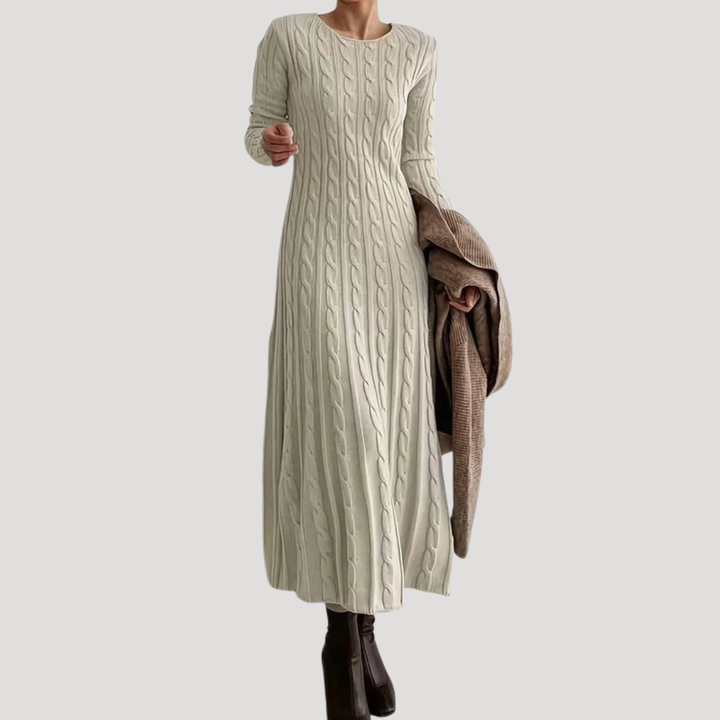 Aurore Robe Pull Longue Femme Torsadée à Manches Longues