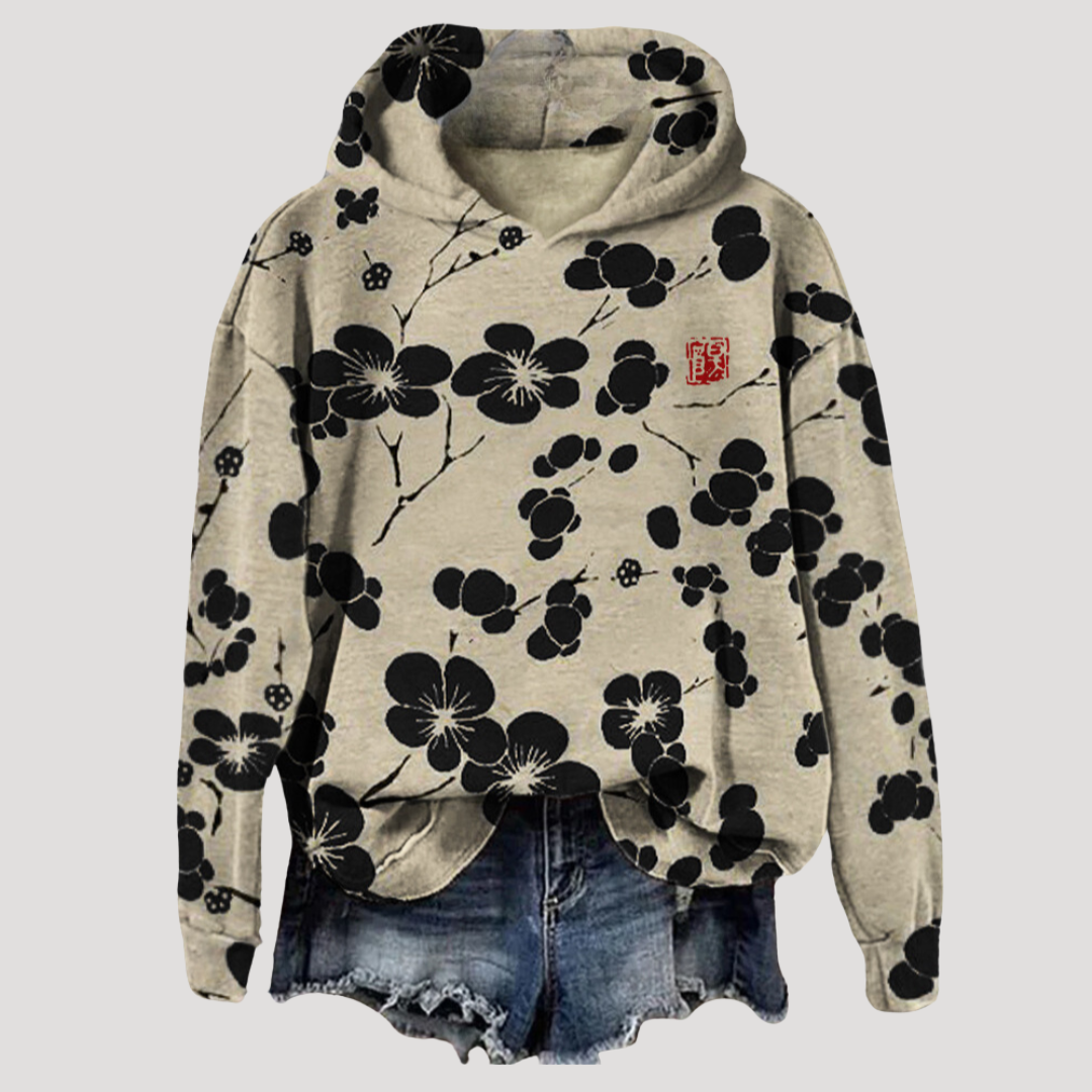 Sweat à Capuche Femme à Imprimé Floral