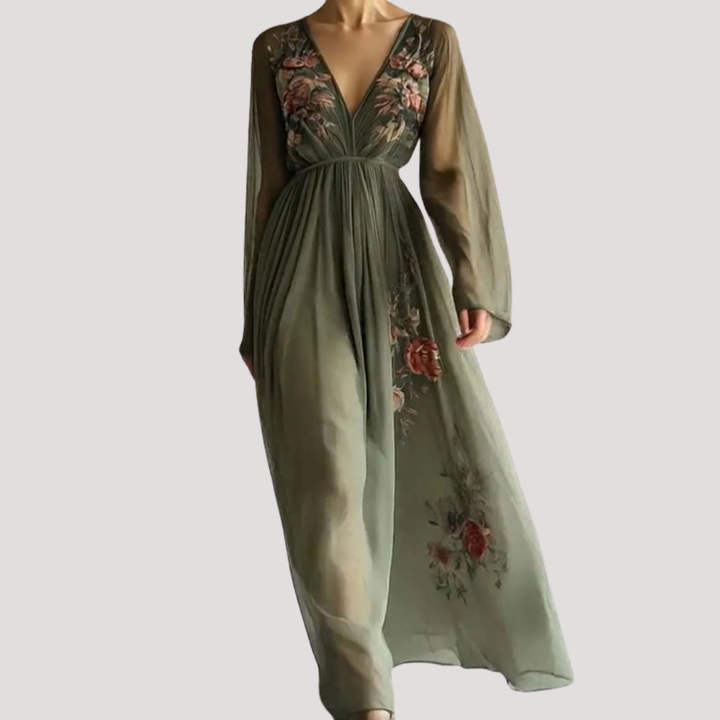 Elegant floral flowing maxi dress