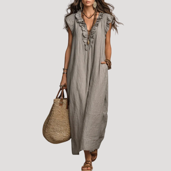 Sleeveless Ruffled Bohemian Maxi Dress