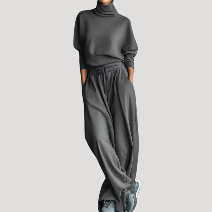 Ensemble femme haut col montant et pantalon large
