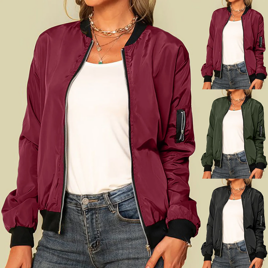 Ailany Blouson Bomber Femme Veste Légère avec Fermeture Éclair & Style Moderne