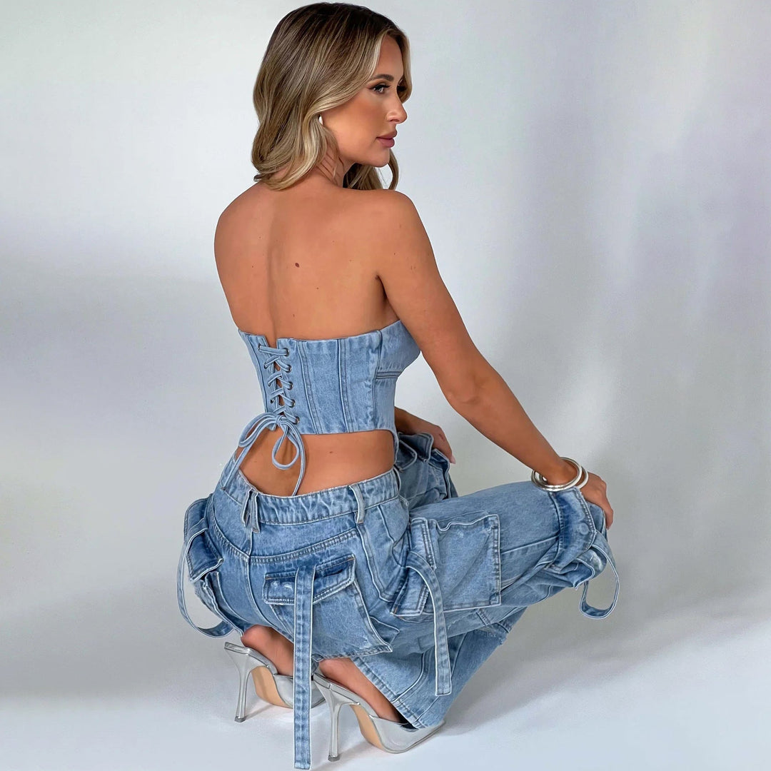 Jutta Jean Cargo Femme Pantalon Taille Haute avec Poches Utilitaires & Coupe Décontractée, vue 5