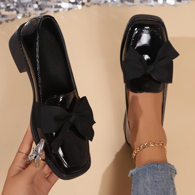 Ballerines femme confortables à petit talon avec nœud