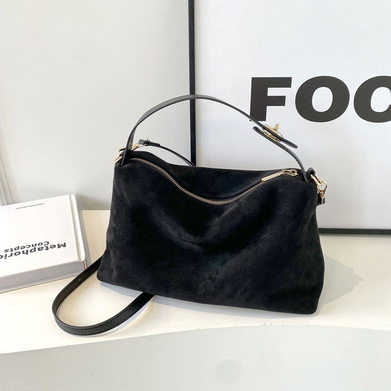 Maëlle Sac à Épaule Femme Sac Suède Élégant avec Anse Similicuir & Grand Compartiment, vue 6