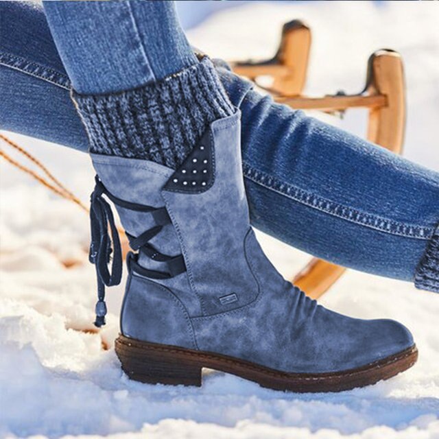 Juliana Bottes de Neige Femme Bottes Mi-Hautes d’Hiver en Cuir PU Résistant & Semelle Robuste, vue 3