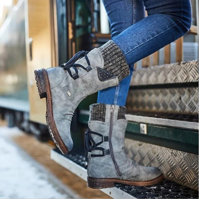 Juliana Bottes de Neige Femme Bottes Mi-Hautes d’Hiver en Cuir PU Résistant & Semelle Robuste, vue 2