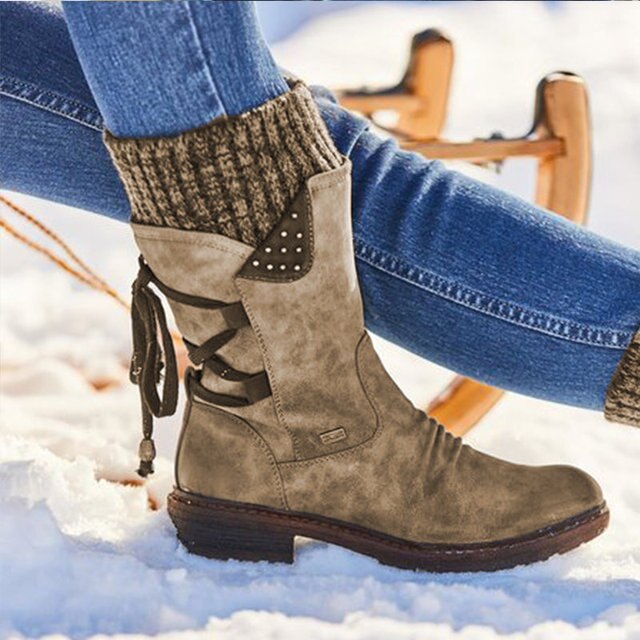 Juliana Bottes de Neige Femme Bottes Mi-Hautes d’Hiver en Cuir PU Résistant & Semelle Robuste, vue 5