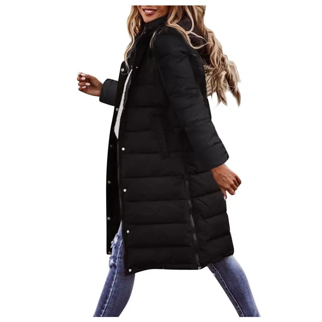 Evie Doudoune Longue Femme Manteau Hiver Chaud avec Capuche & Coupe Élancée Légère, vue 10