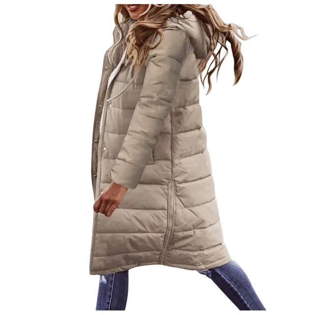 Evie Doudoune Longue Femme Manteau Hiver Chaud avec Capuche & Coupe Élancée Légère, vue 9
