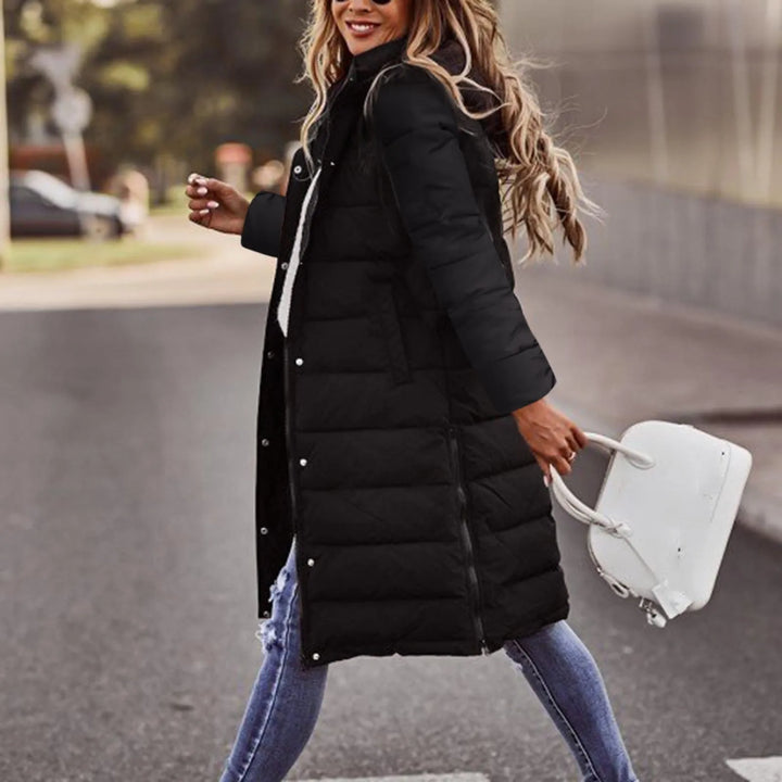 Evie Doudoune Longue Femme Manteau Hiver Chaud avec Capuche & Coupe Élancée Légère, vue 7