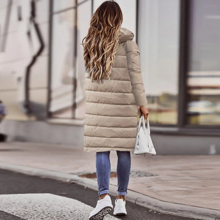 Evie Doudoune Longue Femme Manteau Hiver Chaud avec Capuche & Coupe Élancée Légère, vue 3