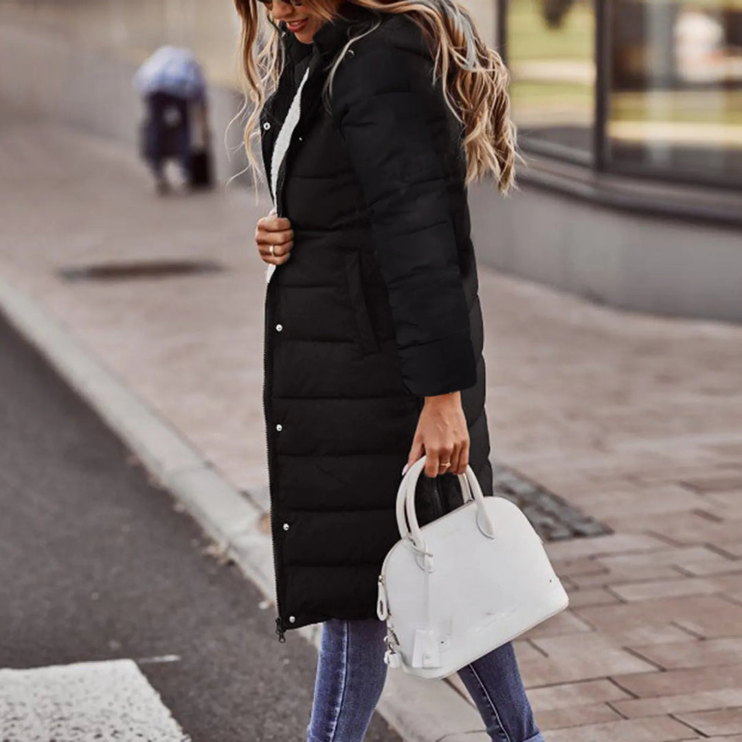 Evie Doudoune Longue Femme Manteau Hiver Chaud avec Capuche & Coupe Élancée Légère, vue 5