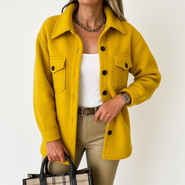 Kayleigh Surchemise Femme Beige Oversize à Coupe Droite, Style Chic & Décontracté, vue 7