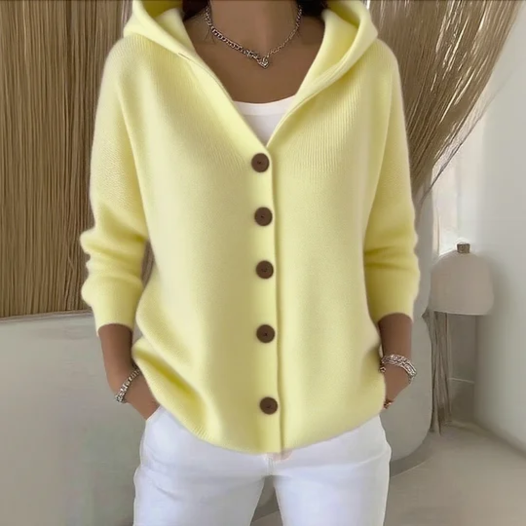 Rosie Gilet à Capuche en Tricot pour Femme Coupe Droite Chaleureuse à l’Aspect Cachemire, vue 6
