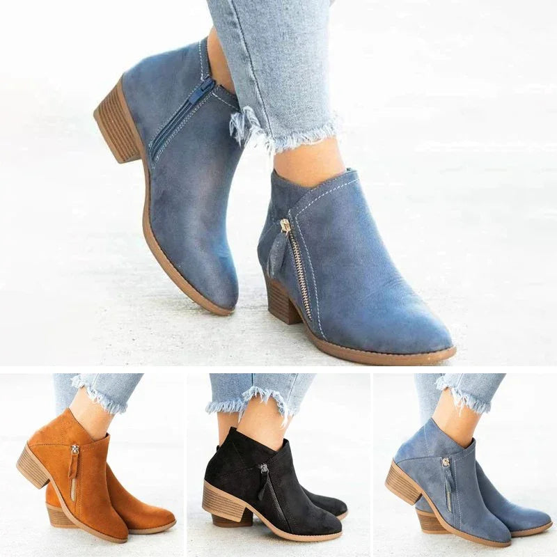 Maeve Bottes Femme à Plateforme en Daim Cuir Élégant, Confort Optimal & Fermeture Zip Latérale Pratique