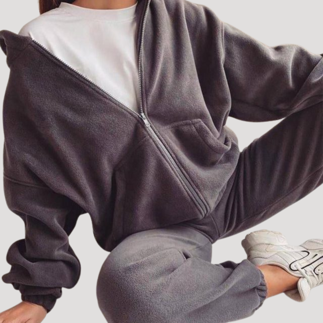 Ensemble Coordonné Femme Sweat à Capuche Zippé et Jogging