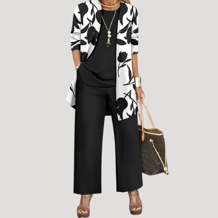 Tailleur Pantalon Trois Pièces Femme Fleuri