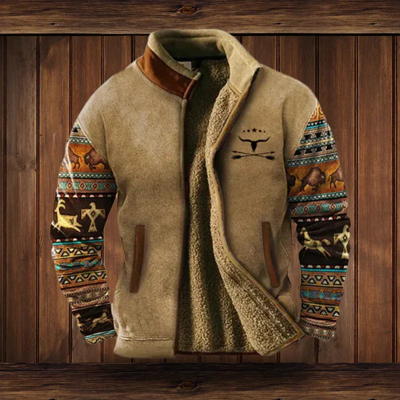 Noah Veste Chaude Style Western Doublure Polaire & Motifs Ethniques pour un Confort Hivernal