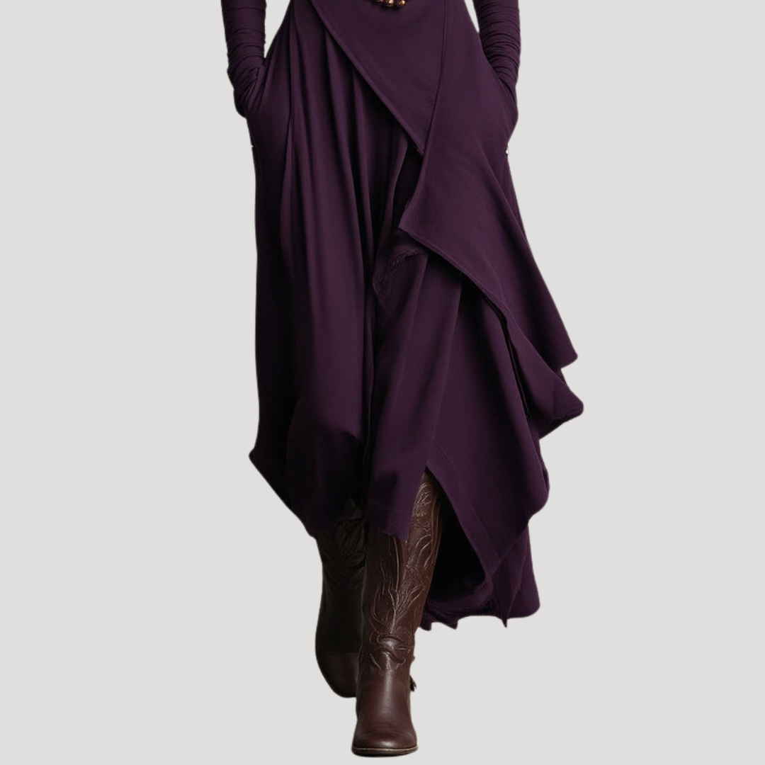 Robe longue manches longues fluide élégante