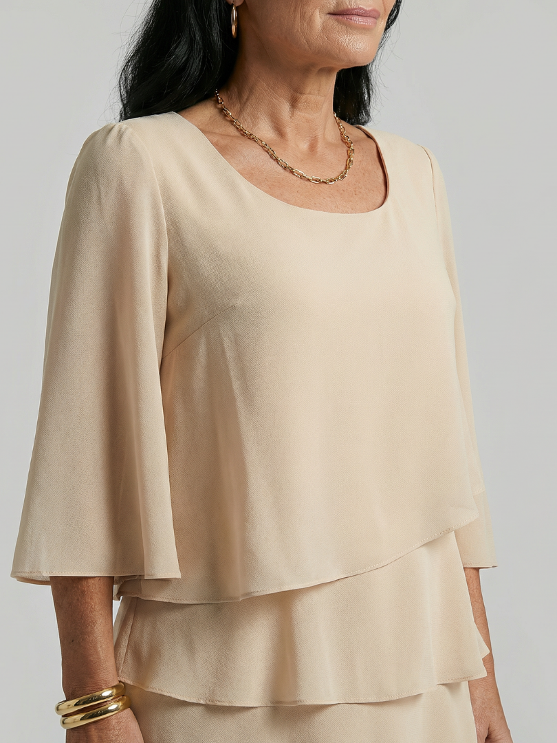 Robe à manches évasées et longueur genou Della