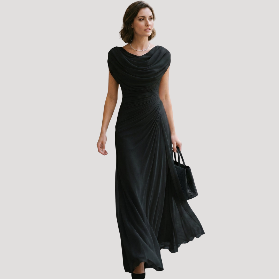 Elegant Flowy Draped Women's Maxi Dress