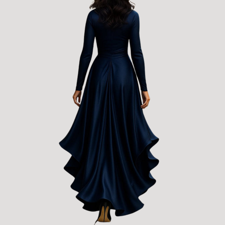 Elegant long-sleeve wrap maxi dress
