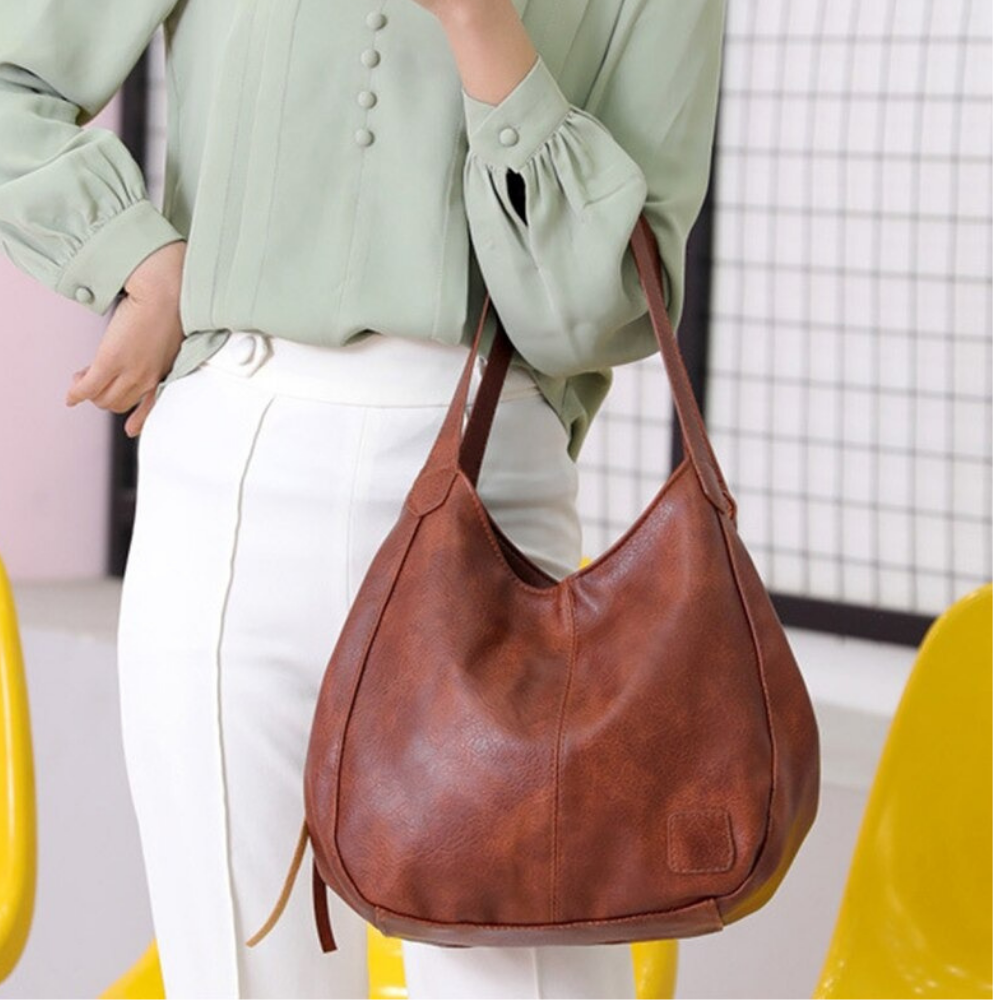 Elowen Sac à Épaule Femme en Cuir Véritable avec Design Intemporel et Compartiments Pratiques, vue 7