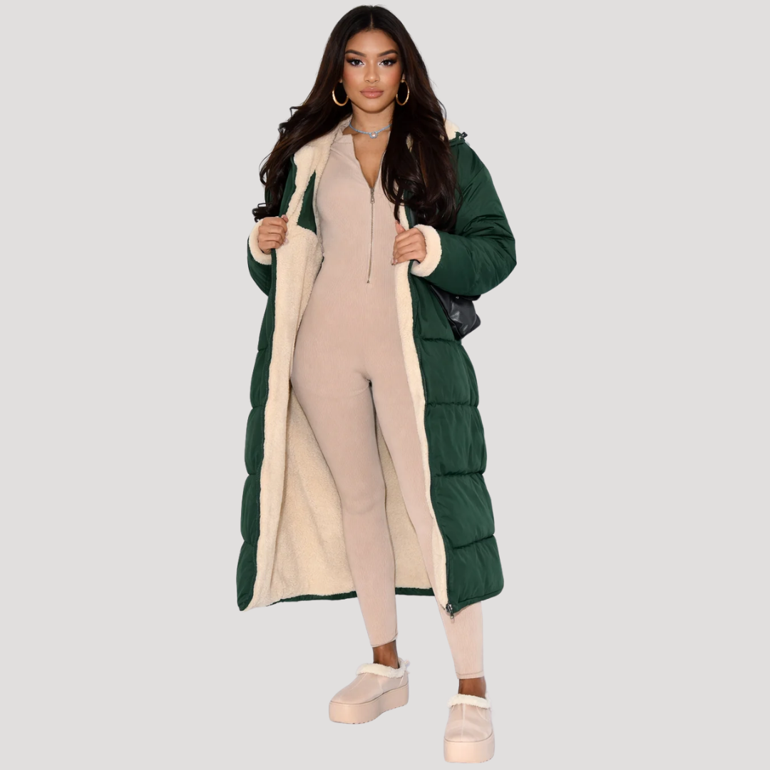 Romane Doudoune Longue Femme Réversible avec Doublure Borg