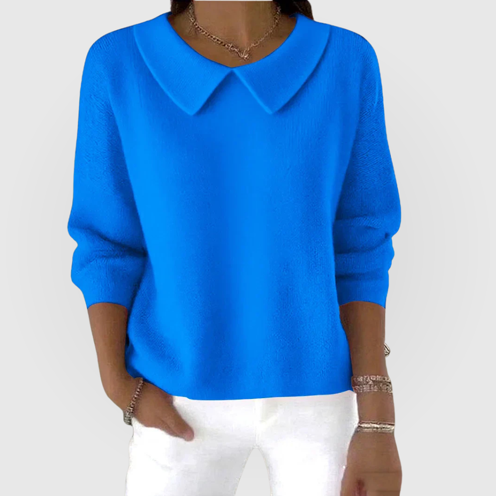 Women's Long-Sleeve Peter Pan Collar Solid Sweater