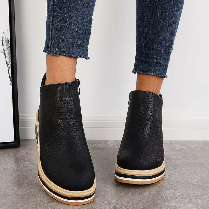Felise Bottines Femme Bottes à Semelle Plateforme Élégantes avec Zip, Confortables et Durables