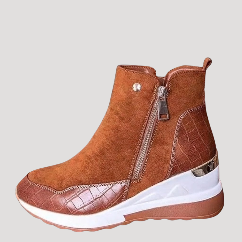 Lison Bottines Femme Zippées à Semelle Compensée