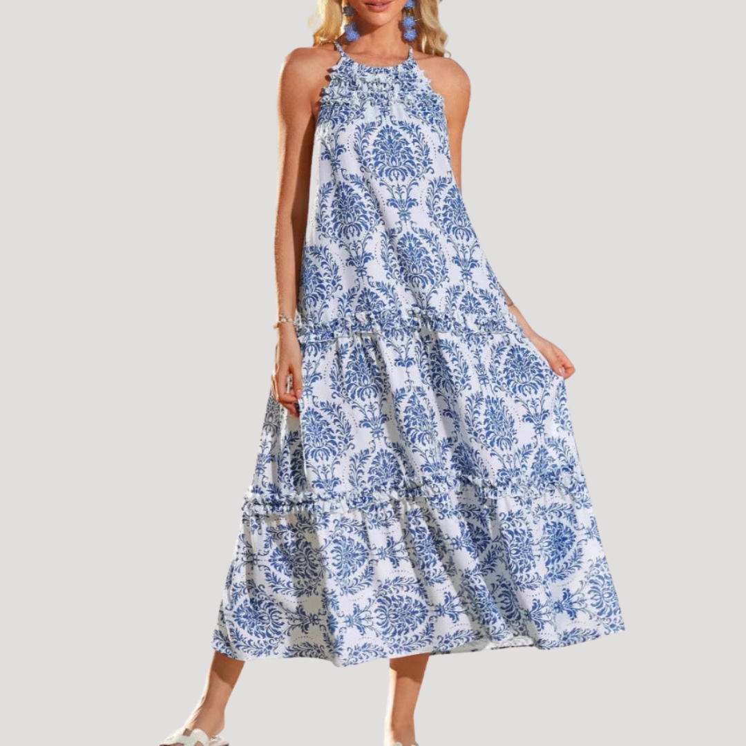 Flowy printed bohemian maxi dress
