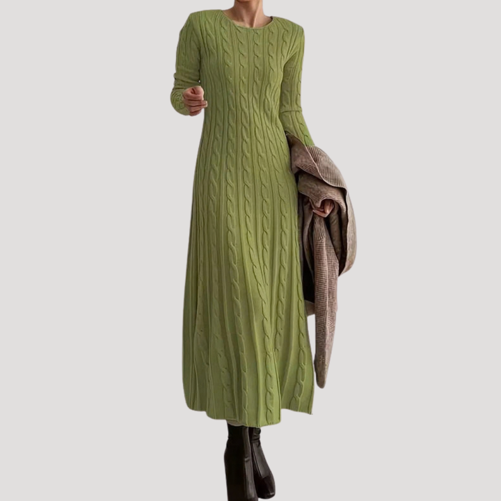 Aurore Robe Pull Longue Femme Torsadée à Manches Longues