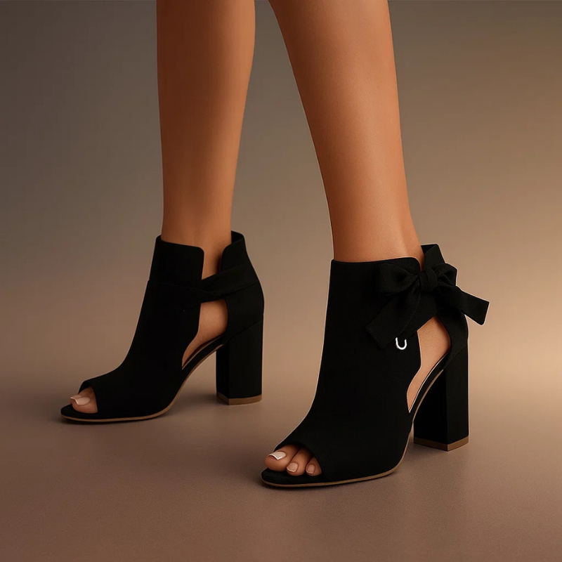 Talon Bloc Peep-toe en Daim pour femme, vue 3