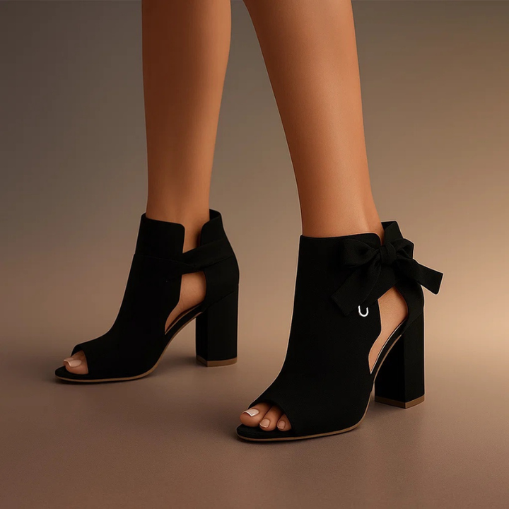 Talon Bloc Peep-toe en Daim pour femme, vue 3