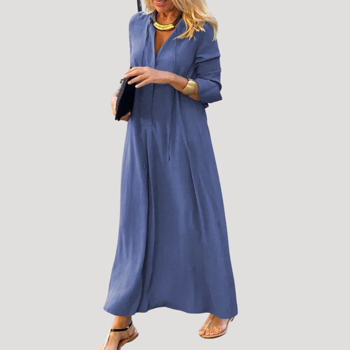 Chic long-sleeved fluid maxi dress