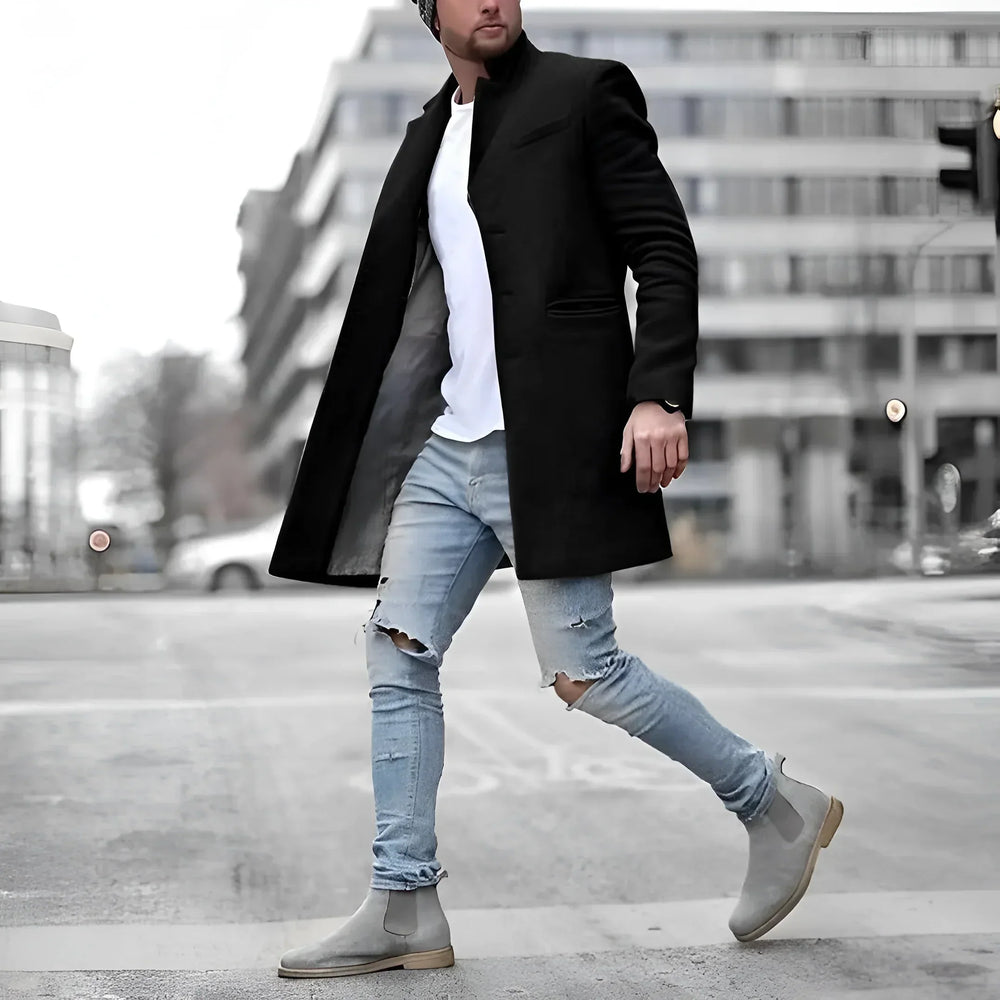 James Manteau Long Homme Duster Élégant en Laine Chaude au Style Intemporel, vue 2