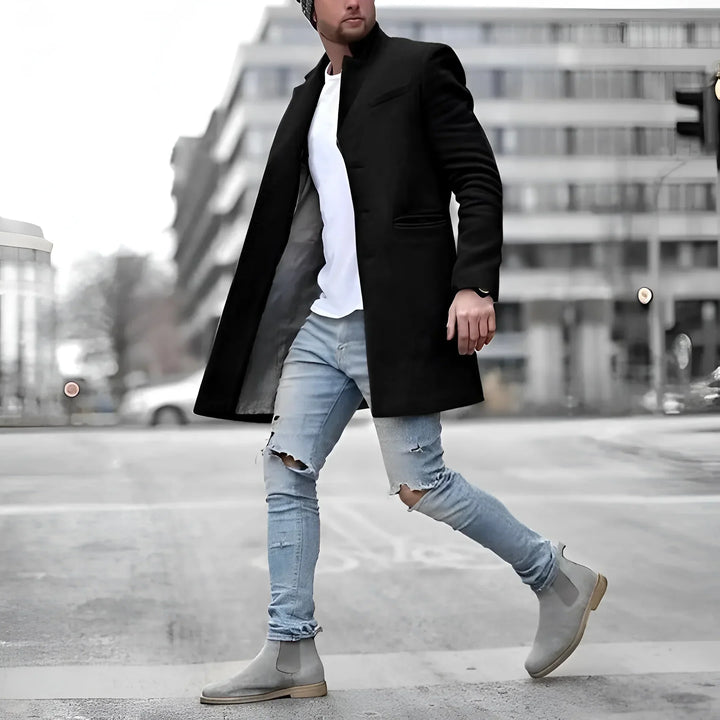 James Manteau Long Homme Duster Élégant en Laine Chaude au Style Intemporel, vue 2