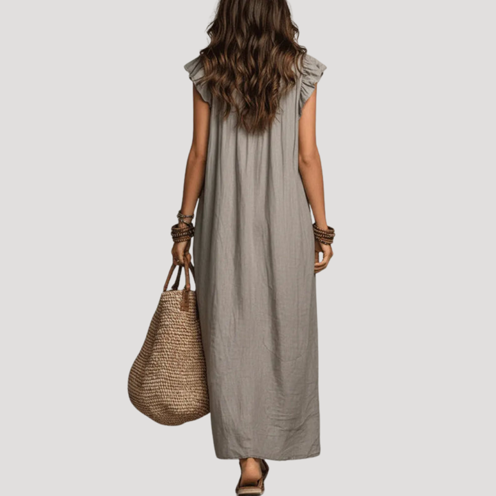 Sleeveless Ruffled Bohemian Maxi Dress