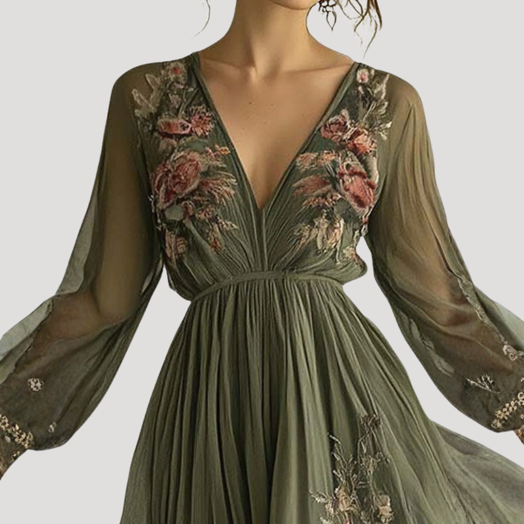 Elegant floral flowing maxi dress