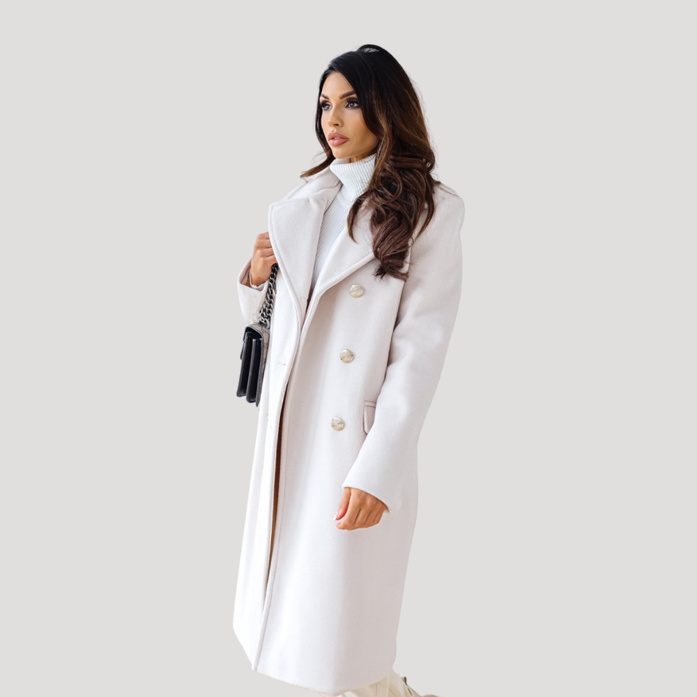 Héloïse Manteau Long Femme en Laine à Double Boutonnage