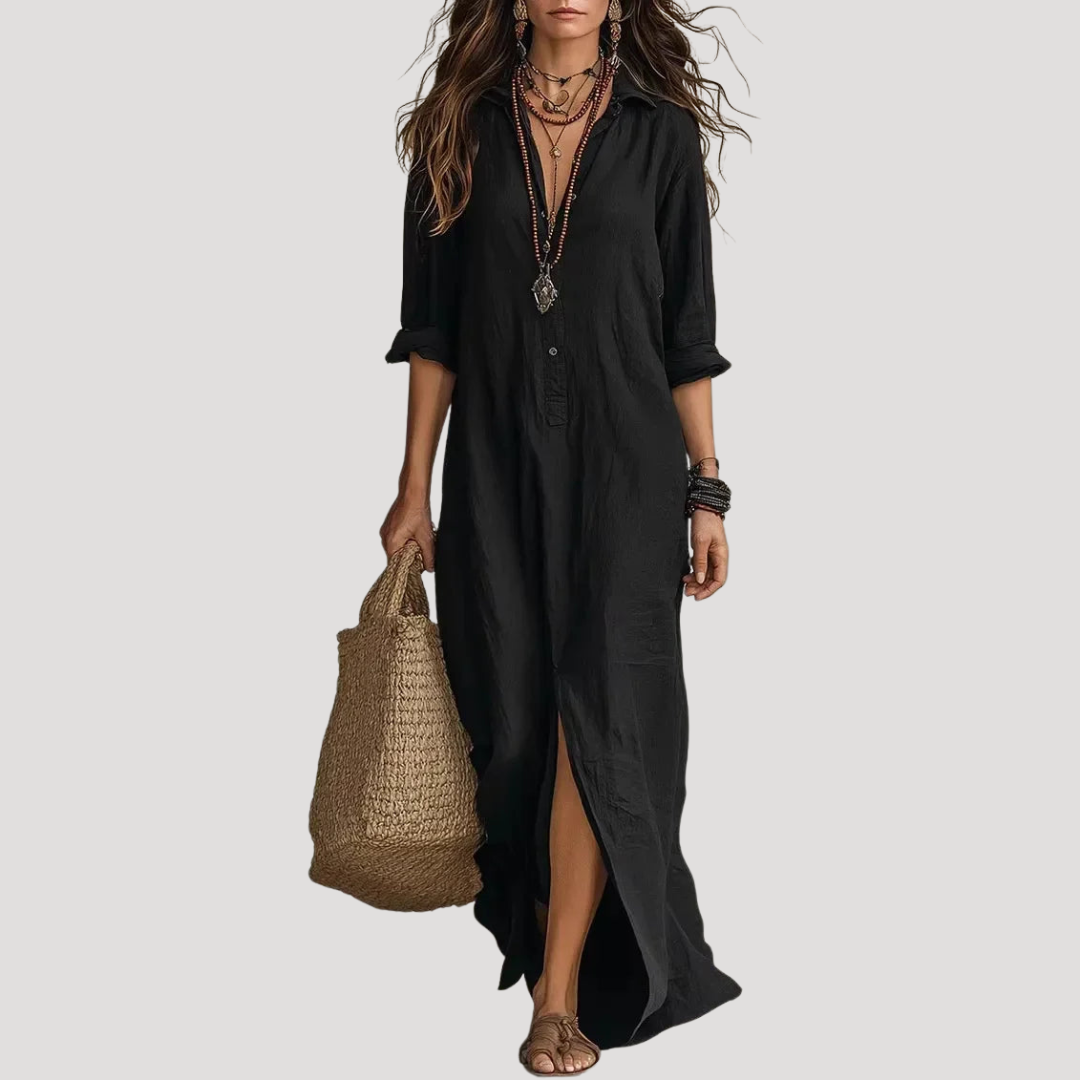 Women's Bohemian V-Neck Slit Maxi Dress