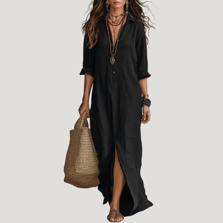 Women's Bohemian V-Neck Slit Maxi Dress