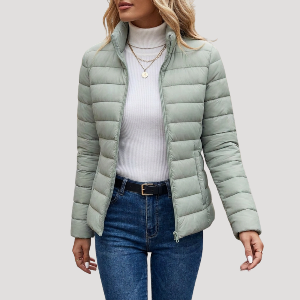 Agathe Veste Matelassée Femme Zippée avec Col Montant
