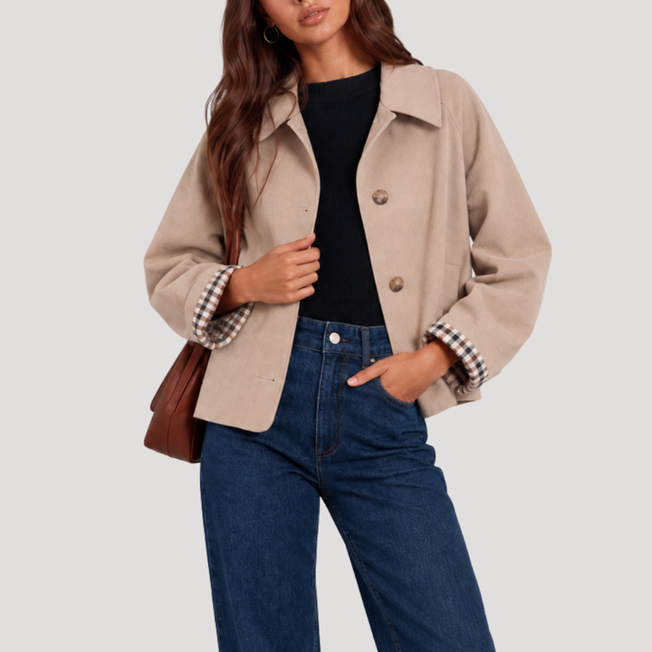 Garance Trench Court Femme à Carreaux Doublé