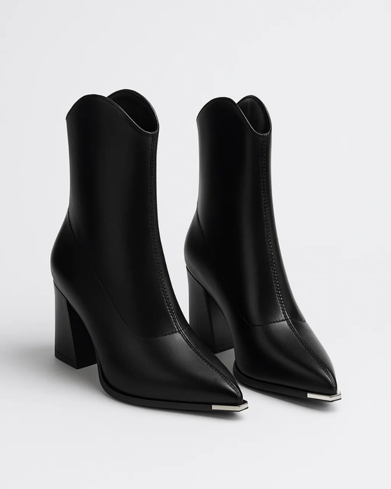 Nayeli Bottines Femme Bout Pointu Talon Bloc Stable & Silhouette Élancée Moderne, vue 2